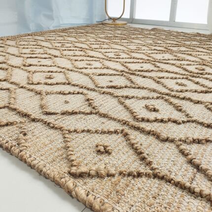 Stylish natural jute color jute and cotton woven rug SR 004 - 250x350cm for home decor by Ramsha Home
