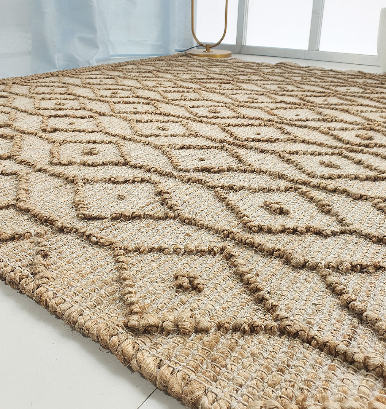 Stylish Natural Jute Color Jute & Cotton Woven Rug SR 004 (250x350cm) for Home Decor by Ramsha Home Stylish natural jute color jute and cotton woven rug SR 004 - 250x350cm for home decor by Ramsha Home
