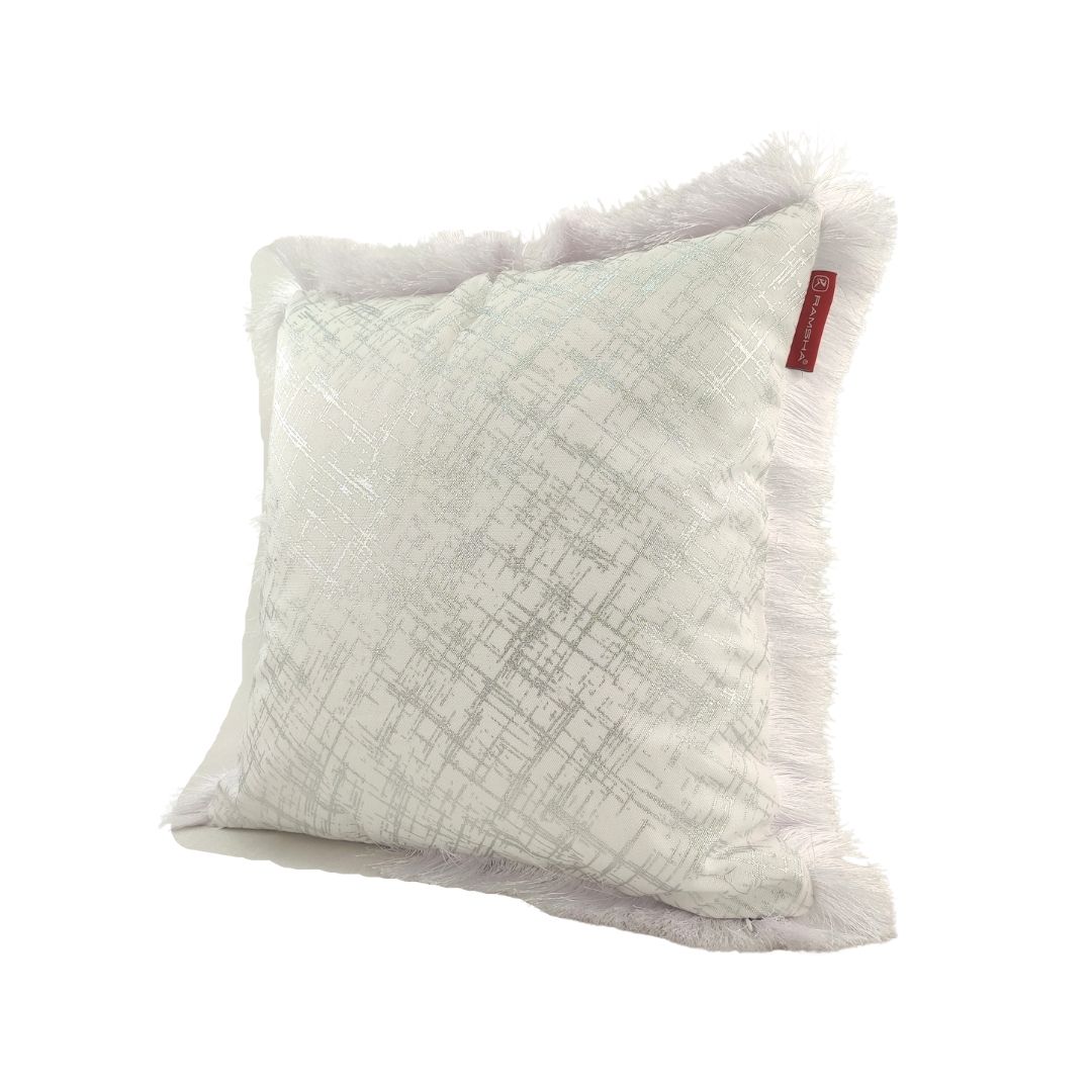 2-2-3.jpg White & Silver Color Poly Duck Cushion with Filler for Home Decor, Window Seat - CS 122 (45x45cm) - الصورة 2
