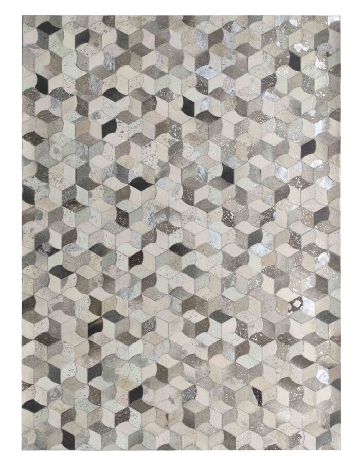 Grey Color Bedroom & Hallway Leather Rug - LR 007 (200x300cm) - Image 1