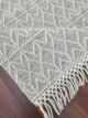Elegant natural white color woven rug SRN 007 (170x240cm) with fringes by Ramsha Home