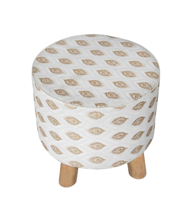 22.png White & Gold Color Home Decorative Round Pouf - PF 010 (40x40x40cm) - الصورة 1