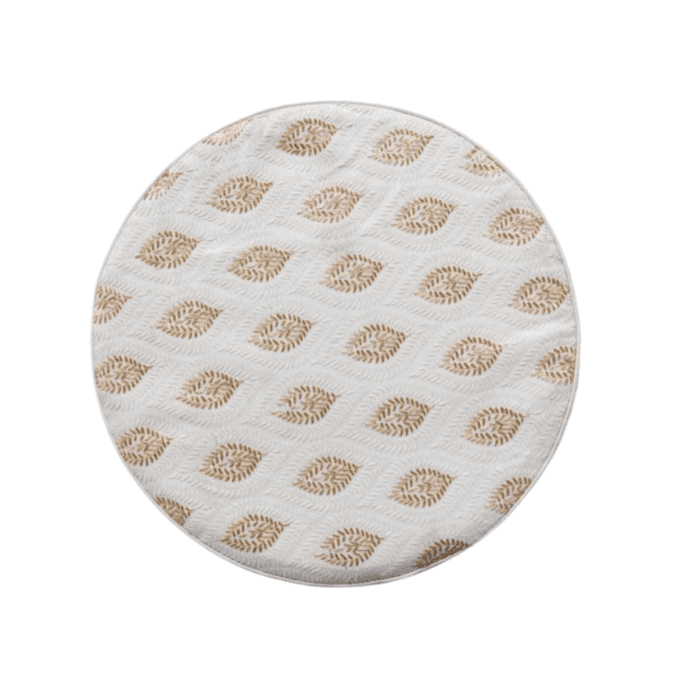 ⁦White & Gold Color Home Decorative Round Pouf - PF 010 (40x40x40cm)⁩ - الصورة ⁦3⁩