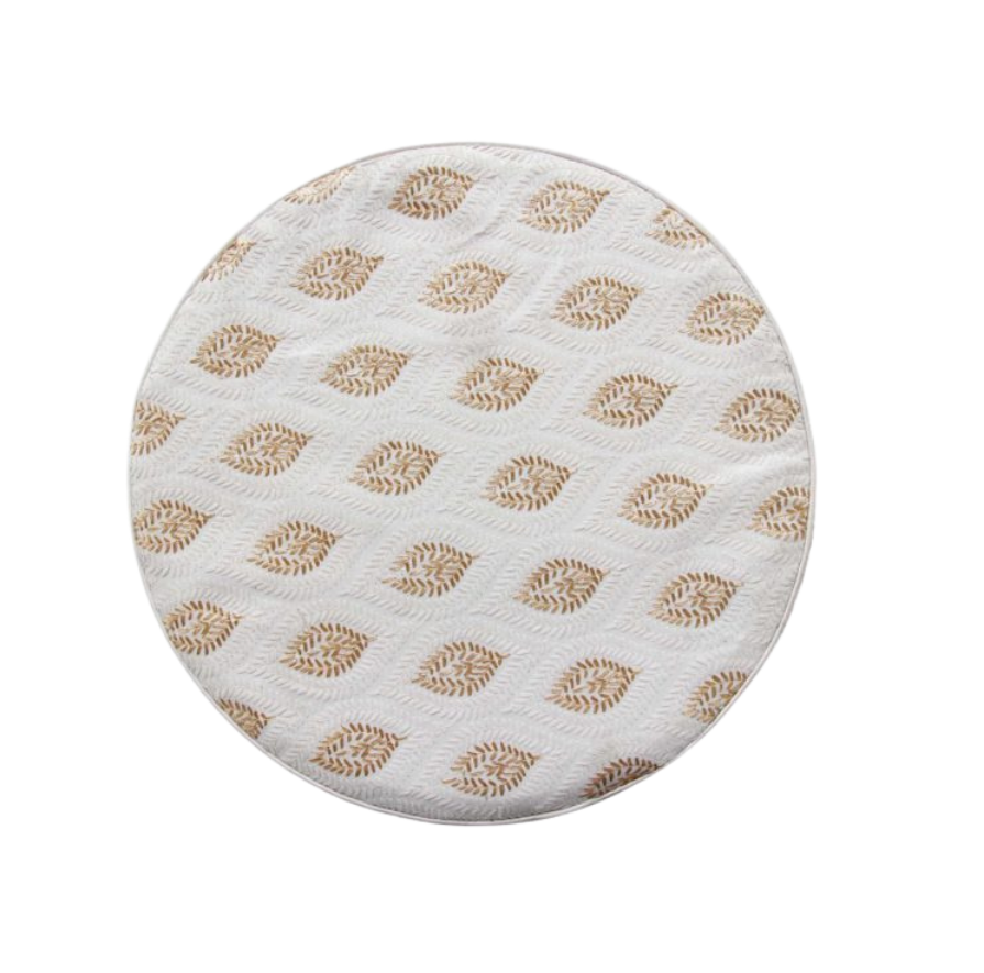 23.png White & Gold Color Home Decorative Round Pouf - PF 010 (40x40x40cm) - الصورة 3