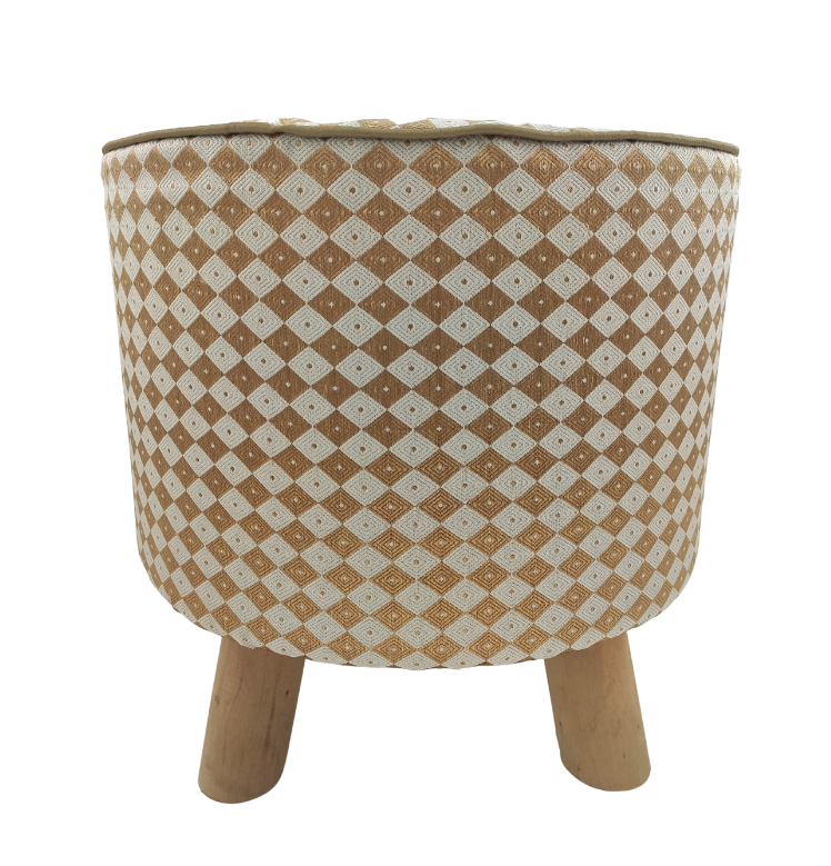 26.png Silver & Gold Color Round Polyester Pouf for Living Room - PF 011 (40x40x40cm) - Image 2