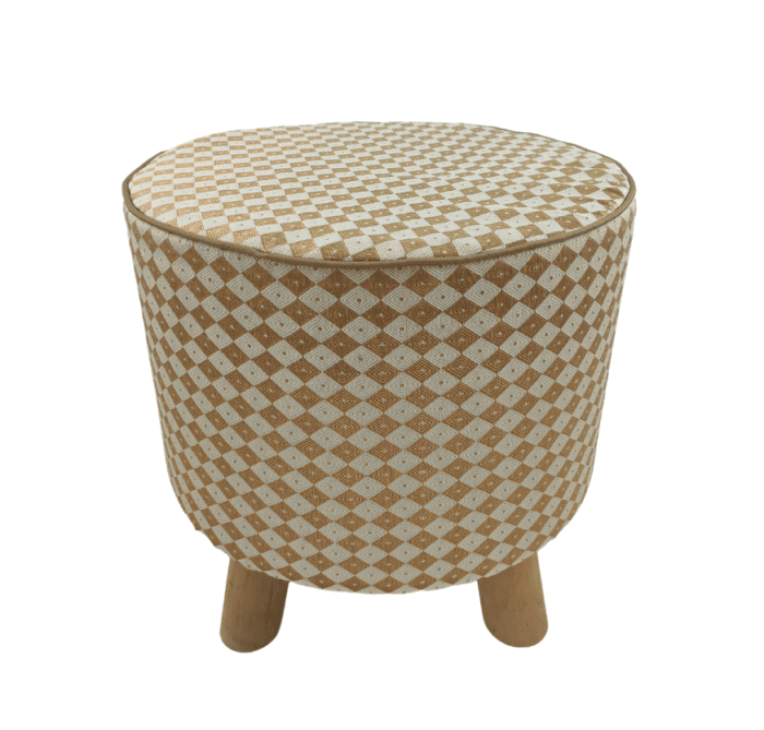 Silver & Gold Color Round Polyester Pouf for Living Room - PF 011 (40x40x40cm) - Image 1