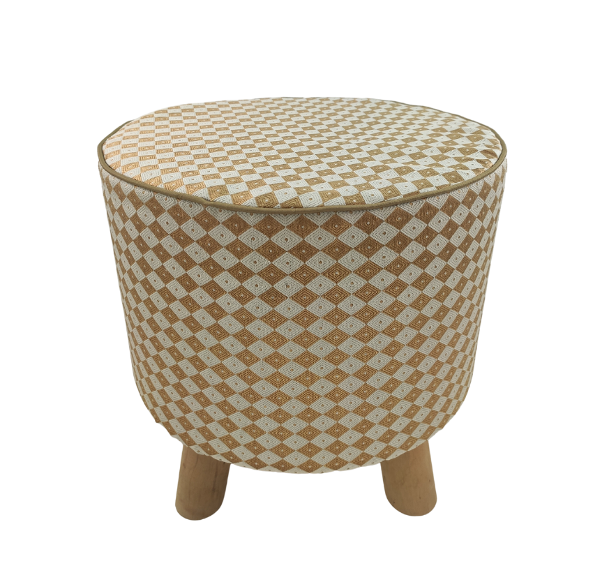 27.png Silver & Gold Color Round Polyester Pouf for Living Room - PF 011 (40x40x40cm) - Image 1
