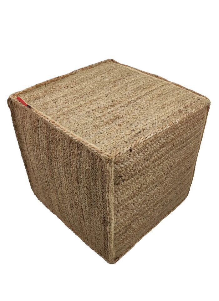 Natural Color Bedroom Jute Pouf - PF 004 (40x40x40cm) - Image 1