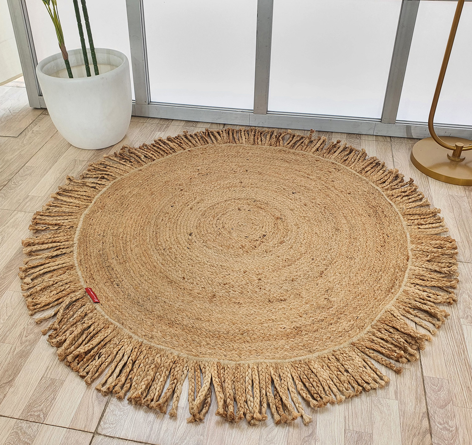 Artisanal Natural Jute Rug BR 015 - Handmade with Fringes Artisanal natural braided jute rug BR 015 - handmade with fringes