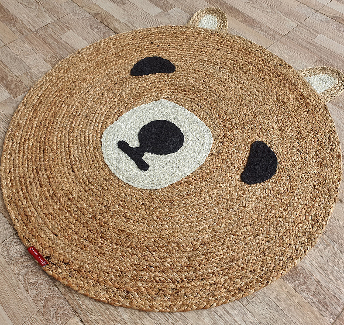 Eco-Friendly Bear Design Jute Rug BR 022 - Small Size (90cm) Eco-friendly bear shape jute rug BR 022 for kids room