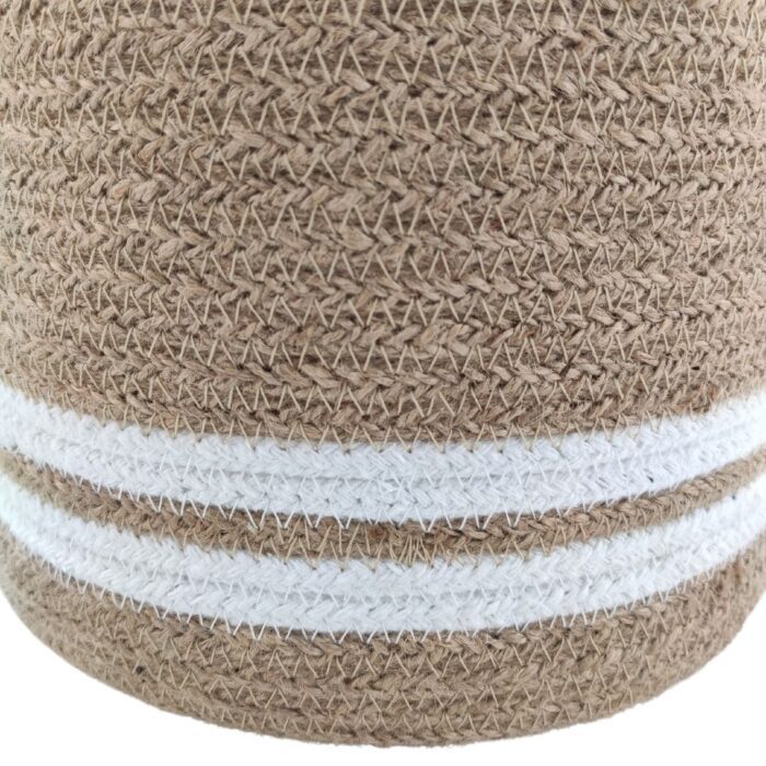 Handmade Jute & Cotton Basket - BS 001 (25x25cm) - Image 3
