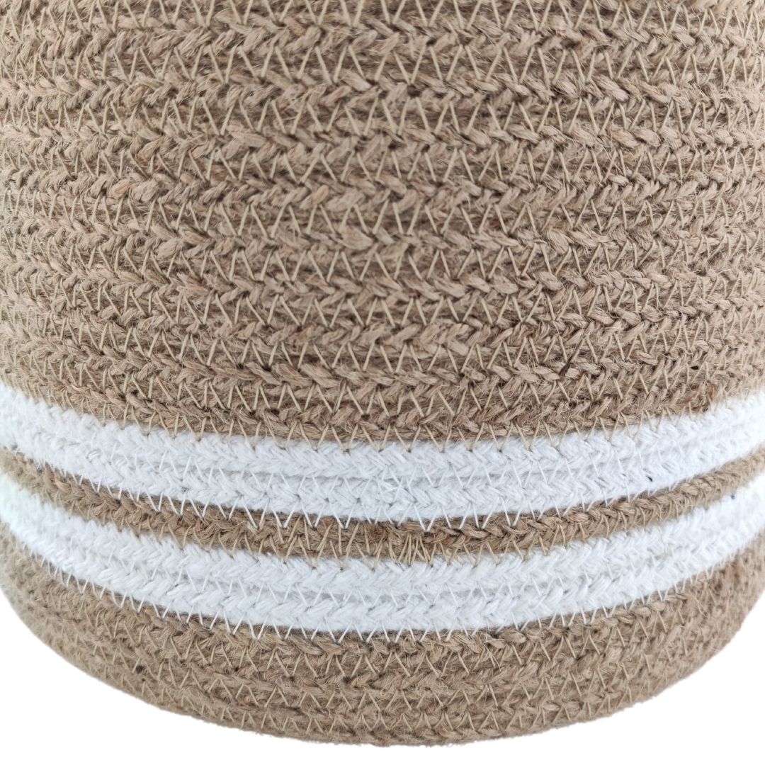 3.jpg Handmade Jute & Cotton Basket - BS 001 (25x25cm) - Image 3