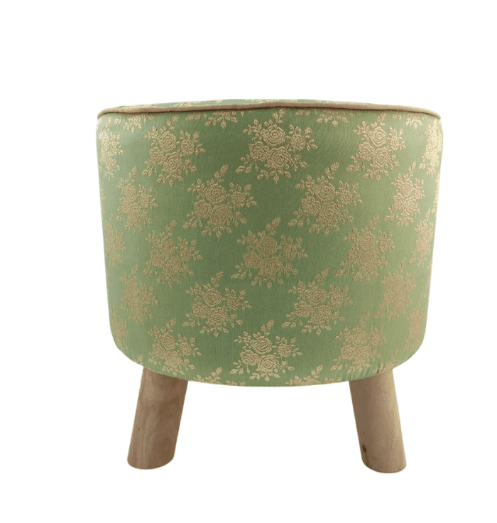 ⁦Guest Room Green and Gold Color Pouf - PF 019 (40x40x40cm)⁩ - الصورة ⁦2⁩