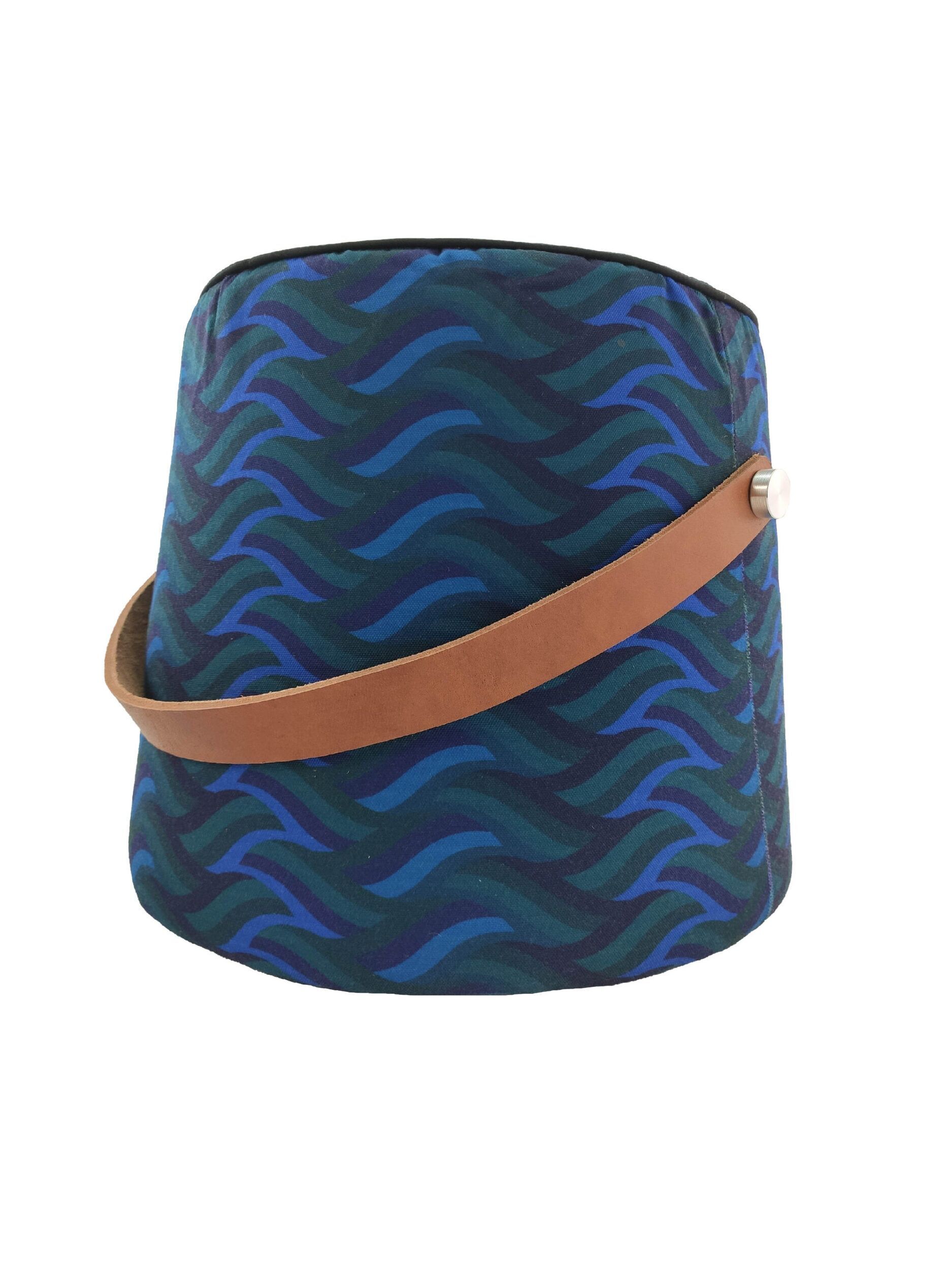 35X35X30-C-M-scaled-1-1875x2500-1.jpg Blue Color Guest Room Modern Pouf with Leather Handle - PF 037 (30x35x35cm) - الصورة 1