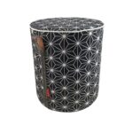 Black and White Color Decorative Polyester Velvet Pouf - PF 027 (40x40x40cm)
