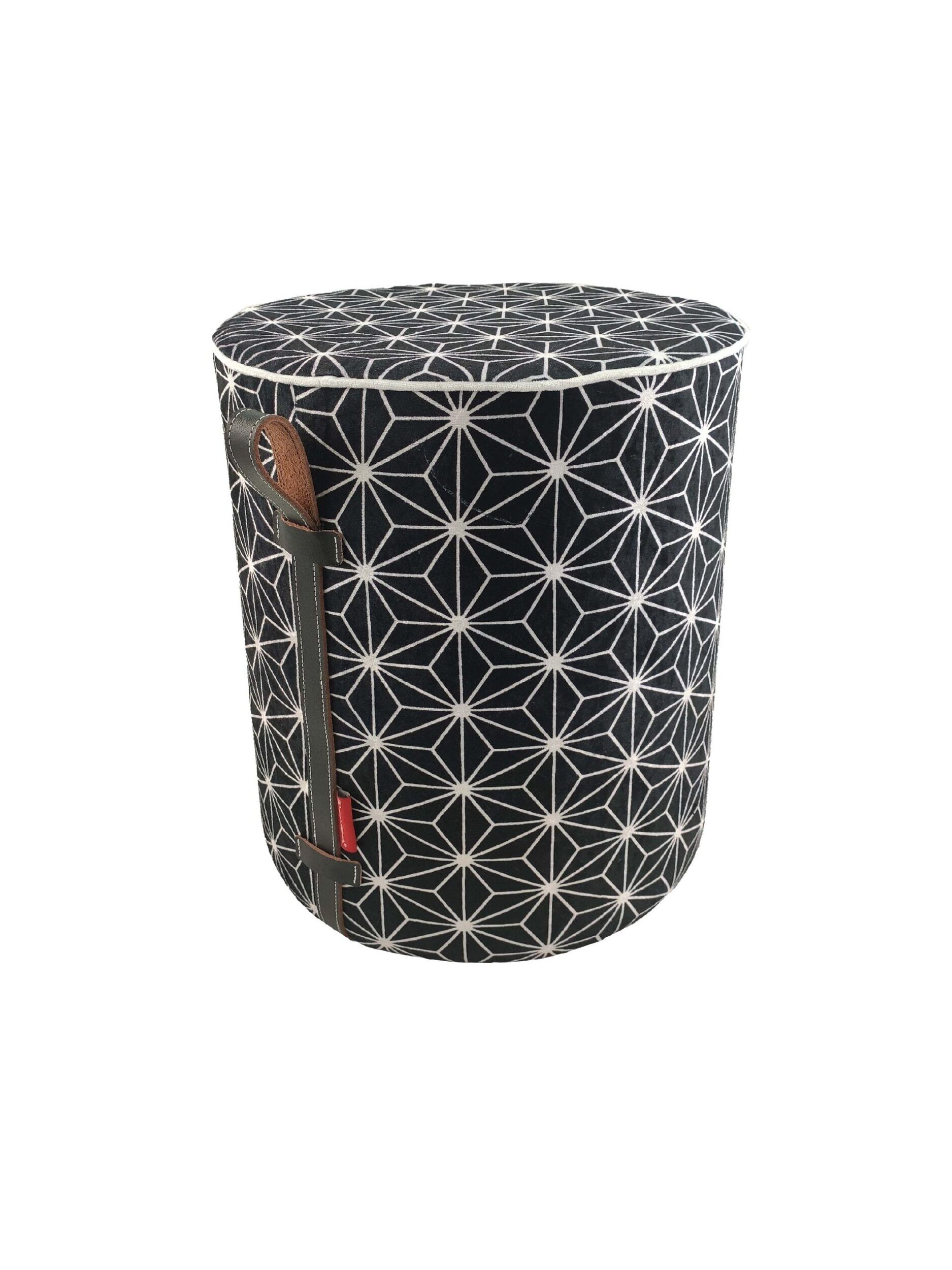 40X40X50-CM-scaled-1-1875x2500-1.jpg Black and White Color Decorative Polyester Velvet Pouf - PF 027 (40x40x40cm) - Image 1
