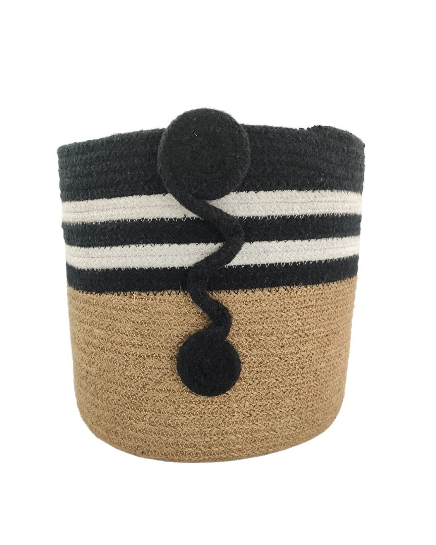 basket (dubai) Beautiful Jute & Cotton Basket - BS 004 (25x25cm) - الصورة 1