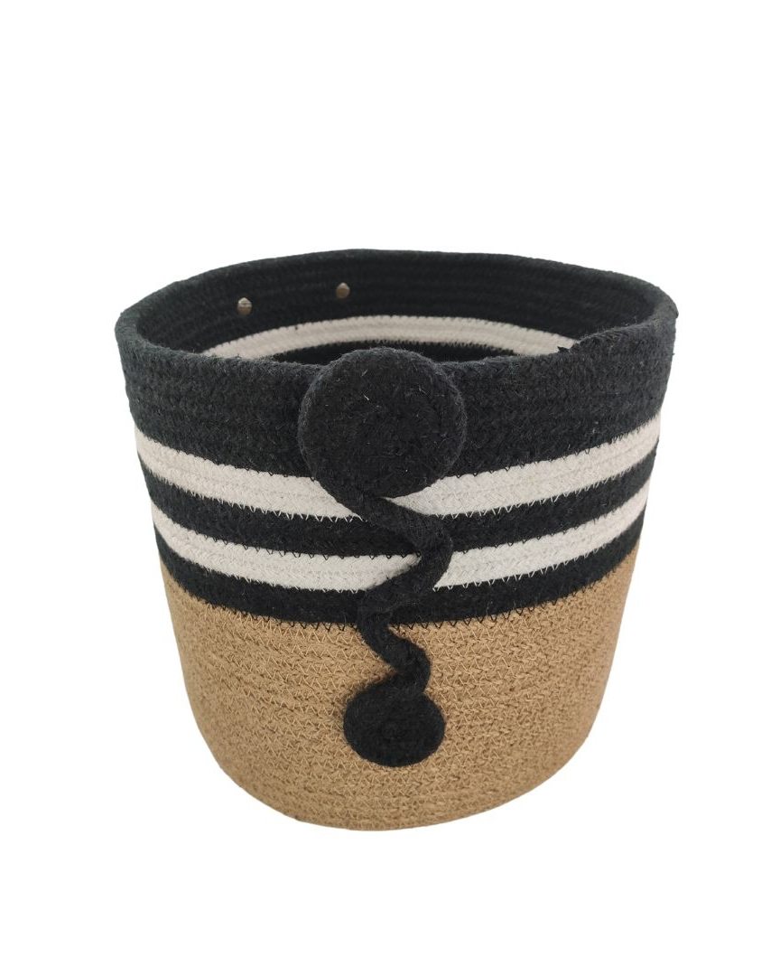 basket (dubai) Beautiful Jute & Cotton Basket - BS 004 (25x25cm) - الصورة 2