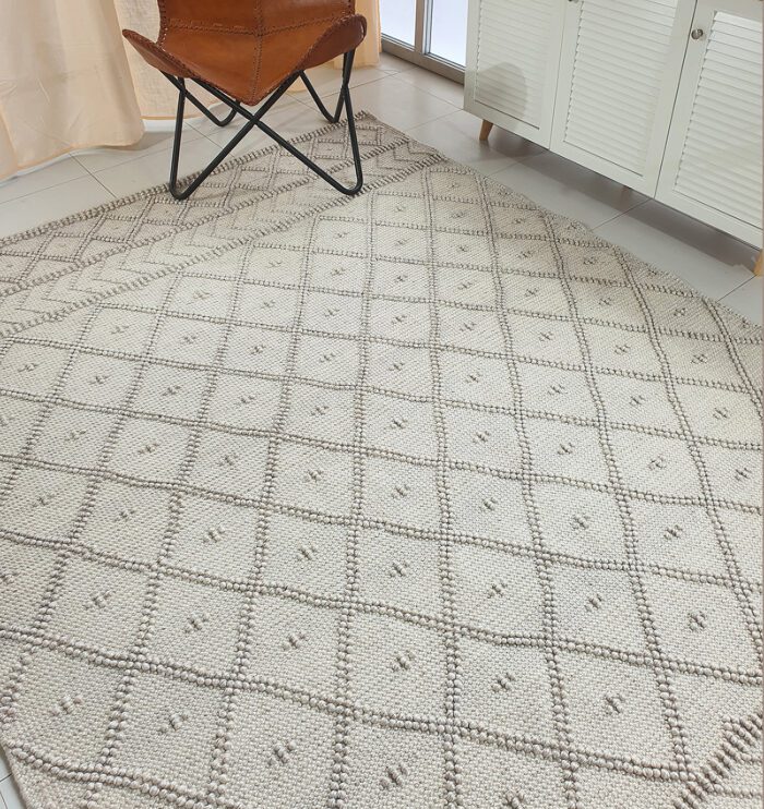 Stylish dining room decor rug SR 026 in natural and grey colors (170x240cm)