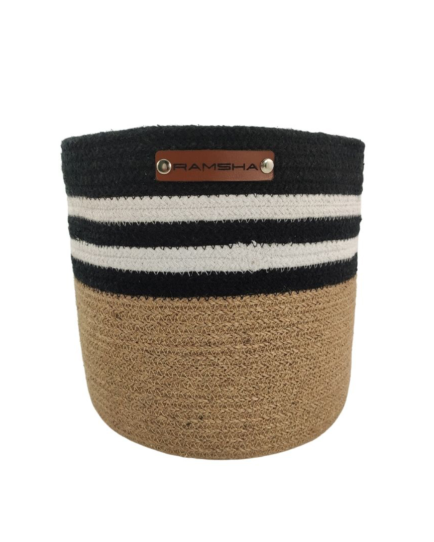 basket (dubai) Beautiful Jute & Cotton Basket - BS 004 (25x25cm) - الصورة 4