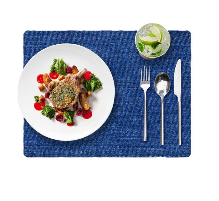 ⁦Blue Color Cotton Placemat - PM 040 (30x44cm)⁩ - الصورة ⁦3⁩