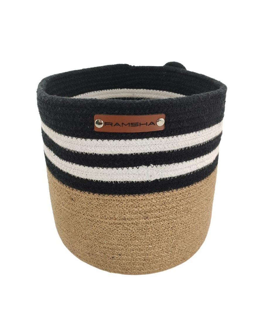 basket (dubai) Beautiful Jute & Cotton Basket - BS 004 (25x25cm) - الصورة 3