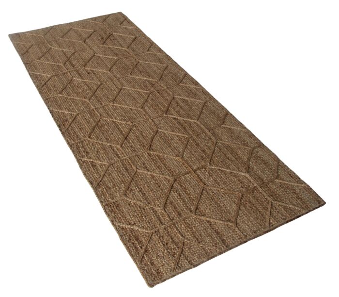 Eco-friendly handmade jute rug BR 076 (80x200cm) in natural color