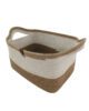Natural and White Handmade Jute and Cotton Basket with Handle for Kids Toy Storage - BS 005 (30x20x20cm) - الصورة 3