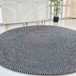 Luxurious Handmade Black & White Color Cotton Round Rug - BR 007 (90cm)