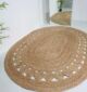 Masterpiece Braided Jute Floor Rug - Natural Color, Oval Shape by Ramsha Home