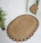 Handmade Braided Jute Floor Rug - BR 033, Natural and Black Color, Oval Shape by Ramsha Home