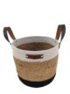 White, Natural, and Black Handmade Jute and Cotton Basket with Leather Handle - BS 010 (25x25cm) - Image 2