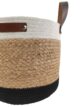 White, Natural, and Black Handmade Jute and Cotton Basket with Leather Handle - BS 010 (25x25cm) - Image 3