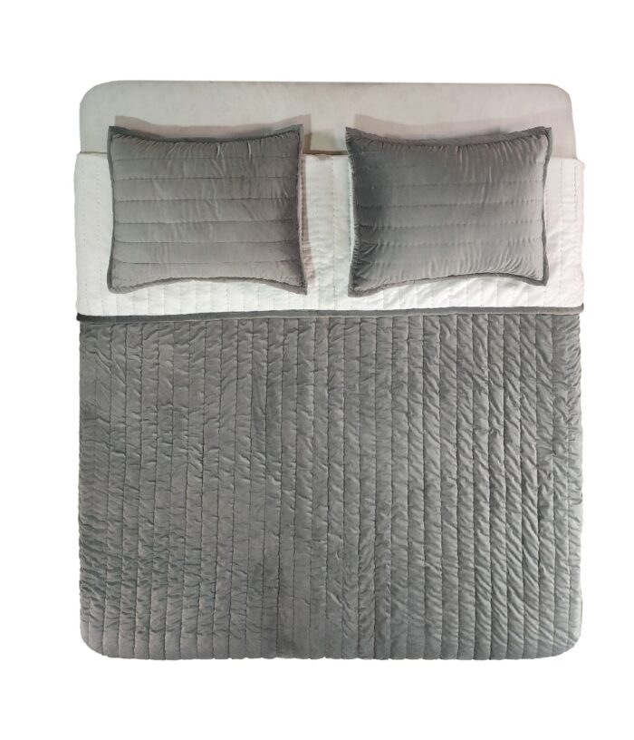 Beautiful Grey & White Polyester Bed Spread - BDS 04 (250x250cm)