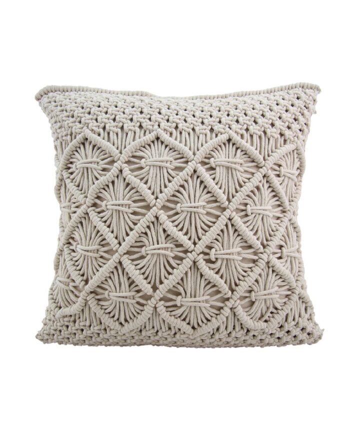 Soft Macrame Cotton Cushion with Filler for Bedroom - CS 167 (45x45cm) - Image 1