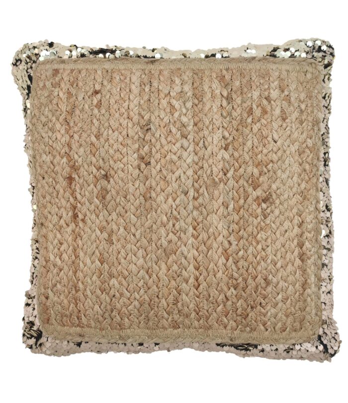 ⁦Multi Color Jute Cushion Home Decor with Sequin for Sofa, Couch, Bedroom - CS 015 (40x40cm)⁩ - الصورة ⁦1⁩