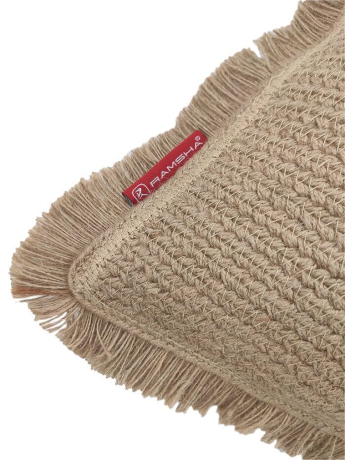 Natural Color Jute & Cotton Cushion with Filler for Balcony & Floor - CS 030 (45x45cm) - Image 3