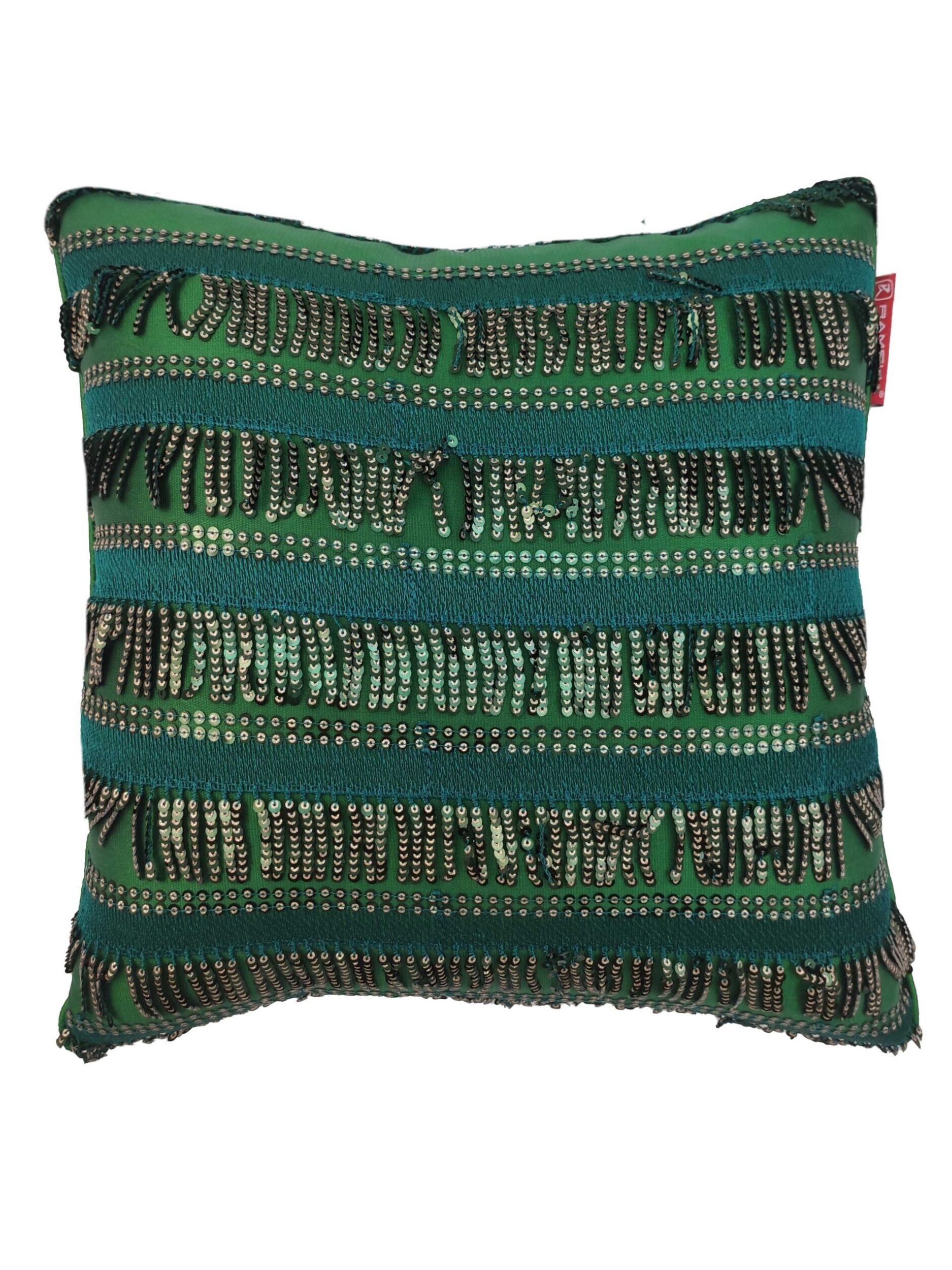 IMG_20211106_155629-scaled-2-1875x2500-1.jpg Dark Green Polyester Cushion Cover with Sparkling Sequins for Window Seat and Cafe - CS 020 (40x40cm) - Image 1