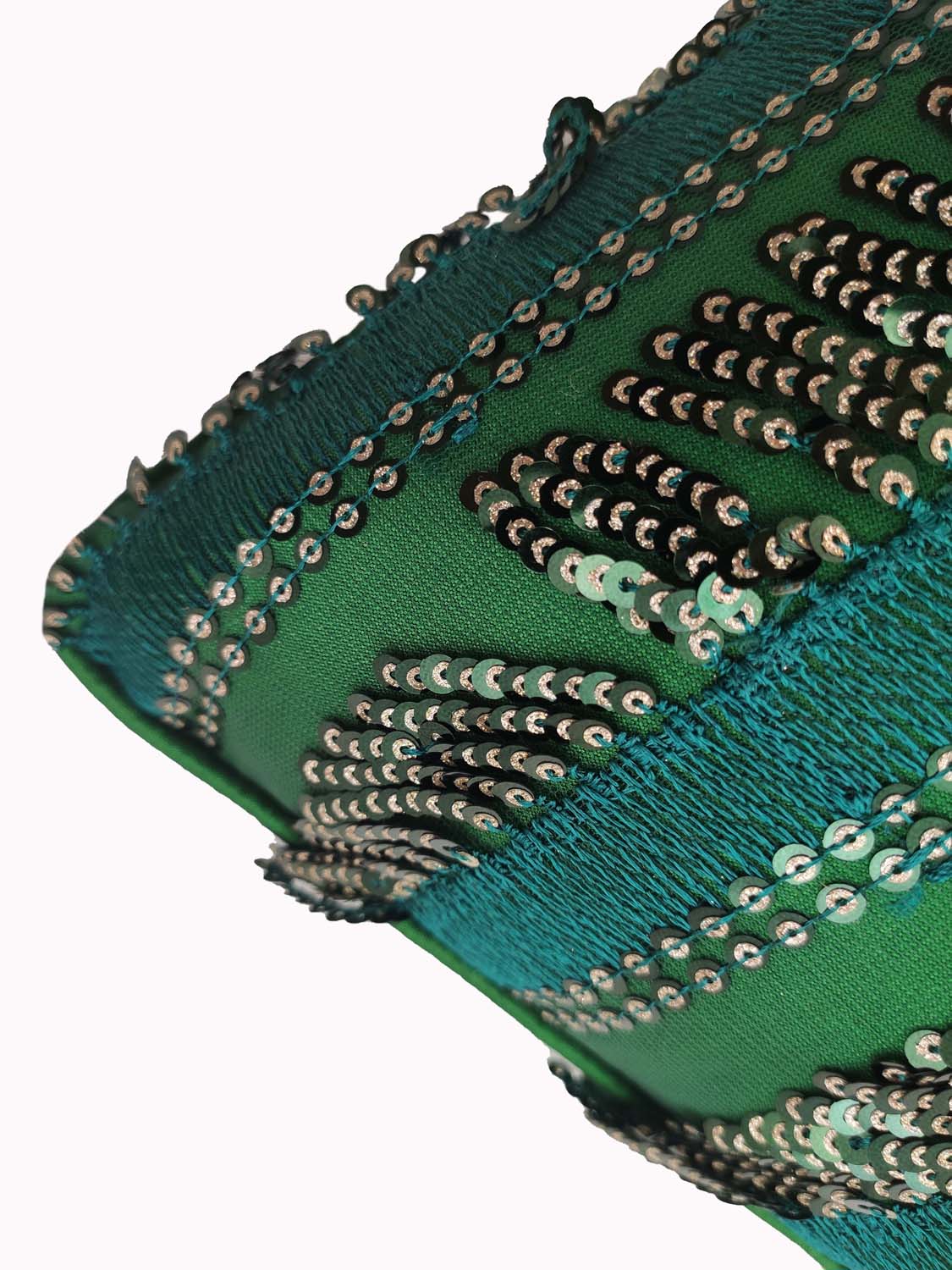 IMG_20211106_155642-4-1.jpg Dark Green Polyester Cushion Cover with Sparkling Sequins for Window Seat and Cafe - CS 020 (40x40cm) - Image 2