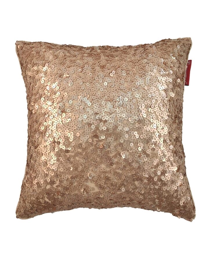 ⁦Gold Polyester Cushion Cover with Shiny Sequins for Bed, Couch, Sofa, and Car - CS 021 (40x40cm)⁩ - الصورة ⁦1⁩