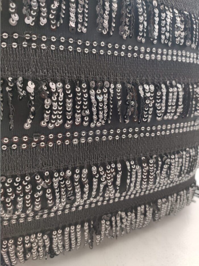 ⁦Black Polyester Sparkling Sequin Cushion Cover for Window Seat and Cafe - CS 019 (40x40cm)⁩ - الصورة ⁦4⁩