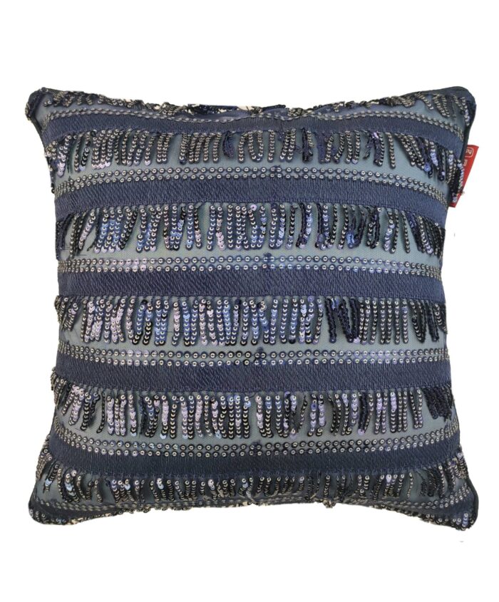 Dark Blue Polyester Sparkling Cushion Cover for Window Seat and Cafe - CS 023 (40x40cm) - Image 1