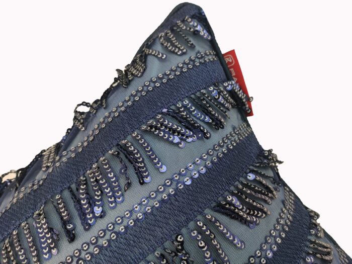 Dark Blue Polyester Sparkling Cushion Cover for Window Seat and Cafe - CS 023 (40x40cm) - Image 2