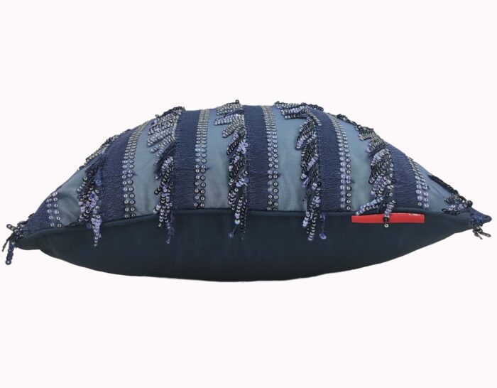 Dark Blue Polyester Sparkling Cushion Cover for Window Seat and Cafe - CS 023 (40x40cm) - Image 4