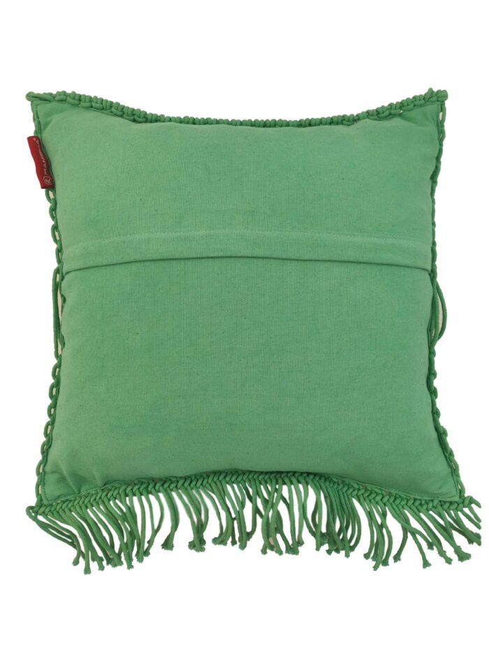 Light Green Color Cotton Macrame Cushion - CS 038  (45x45cm) - Image 3