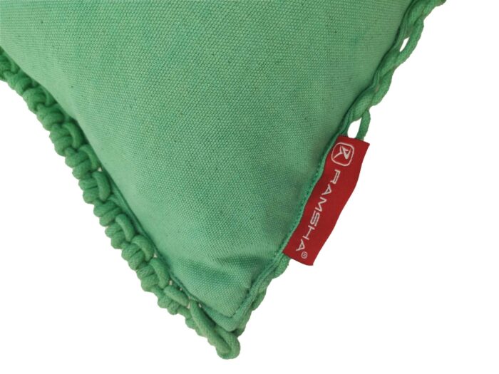 Light Green Color Cotton Macrame Cushion - CS 038  (45x45cm) - Image 4