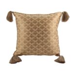 Gold Polyester Cushion Cover with Tassels for Bed, Couch, and Sofa - CS 044 (40x40cm)