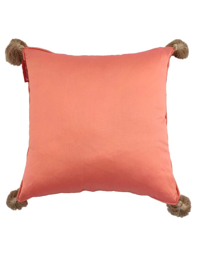 Light Pink Polyester Cushion Cover with Tassels for Bed, Couch, and Sofa - CS 043 (40x40cm) - Image 3