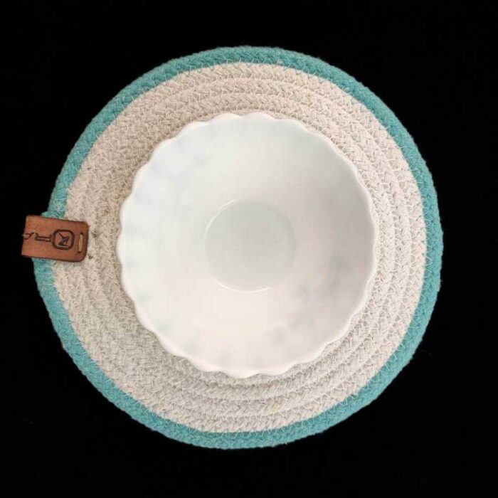 Blue & White Color Round Cotton Placemat - PM 009 - Image 3