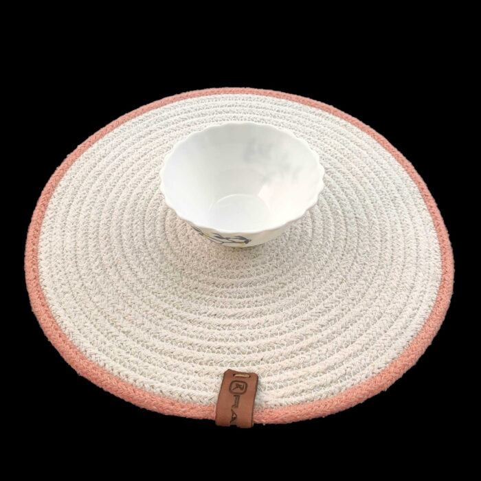 Pink & White Cotton Placemat - PM 011 - Image 2
